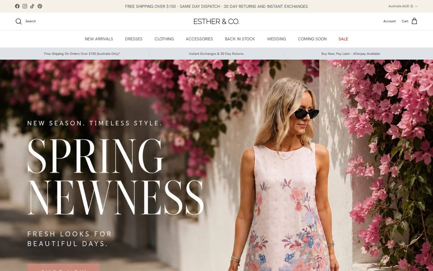 Esther homepage screenshot