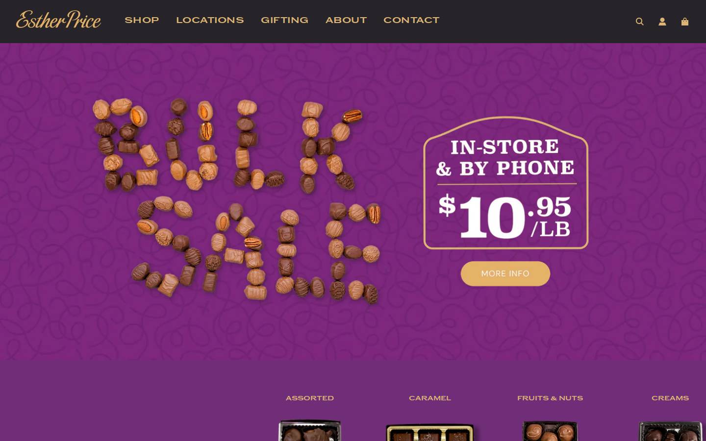 estherprice.com homepage screenshot