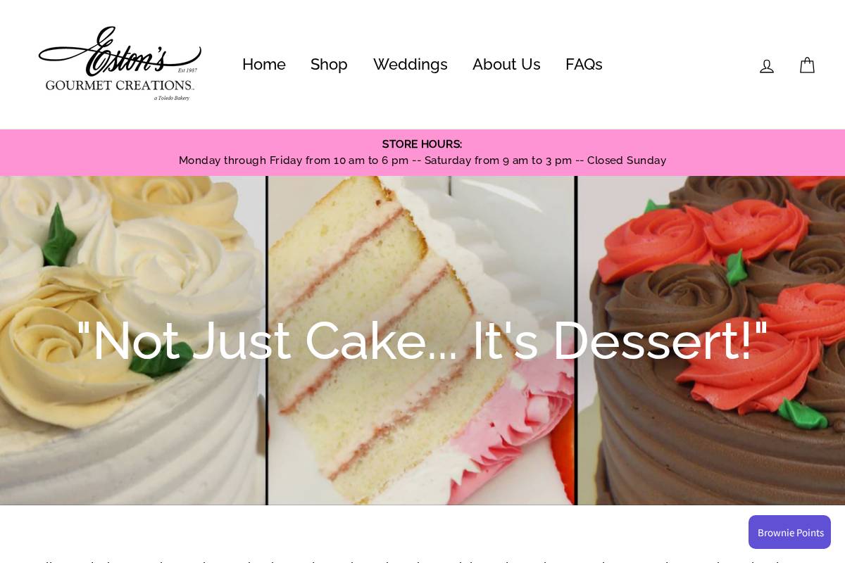 estonsbakery.com homepage screenshot