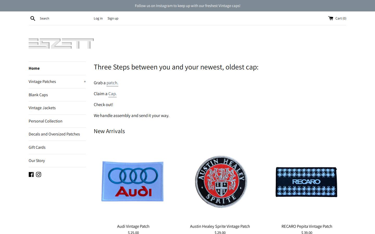 eszetthaberdashery.com homepage screenshot