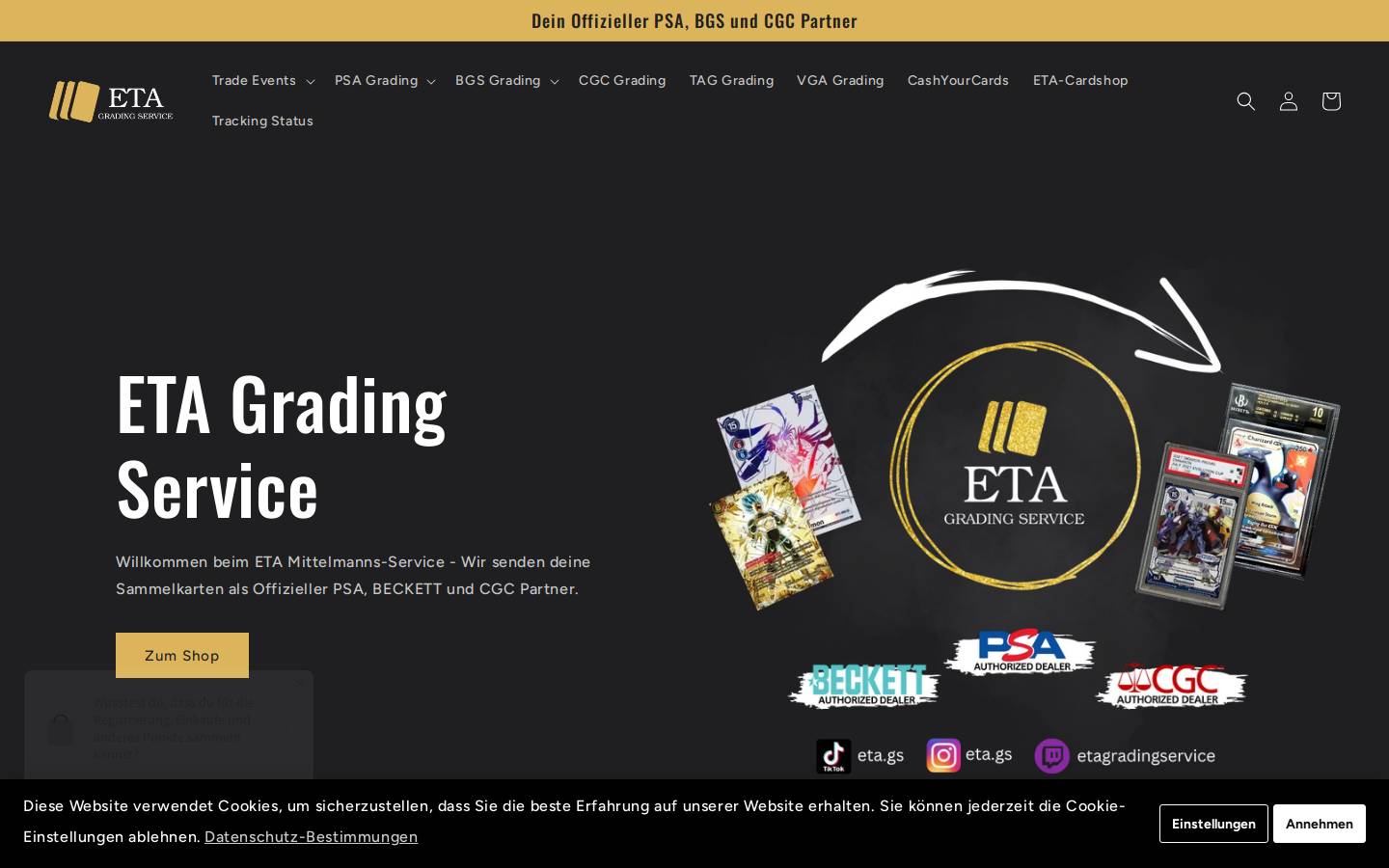 Eta Gs homepage screenshot