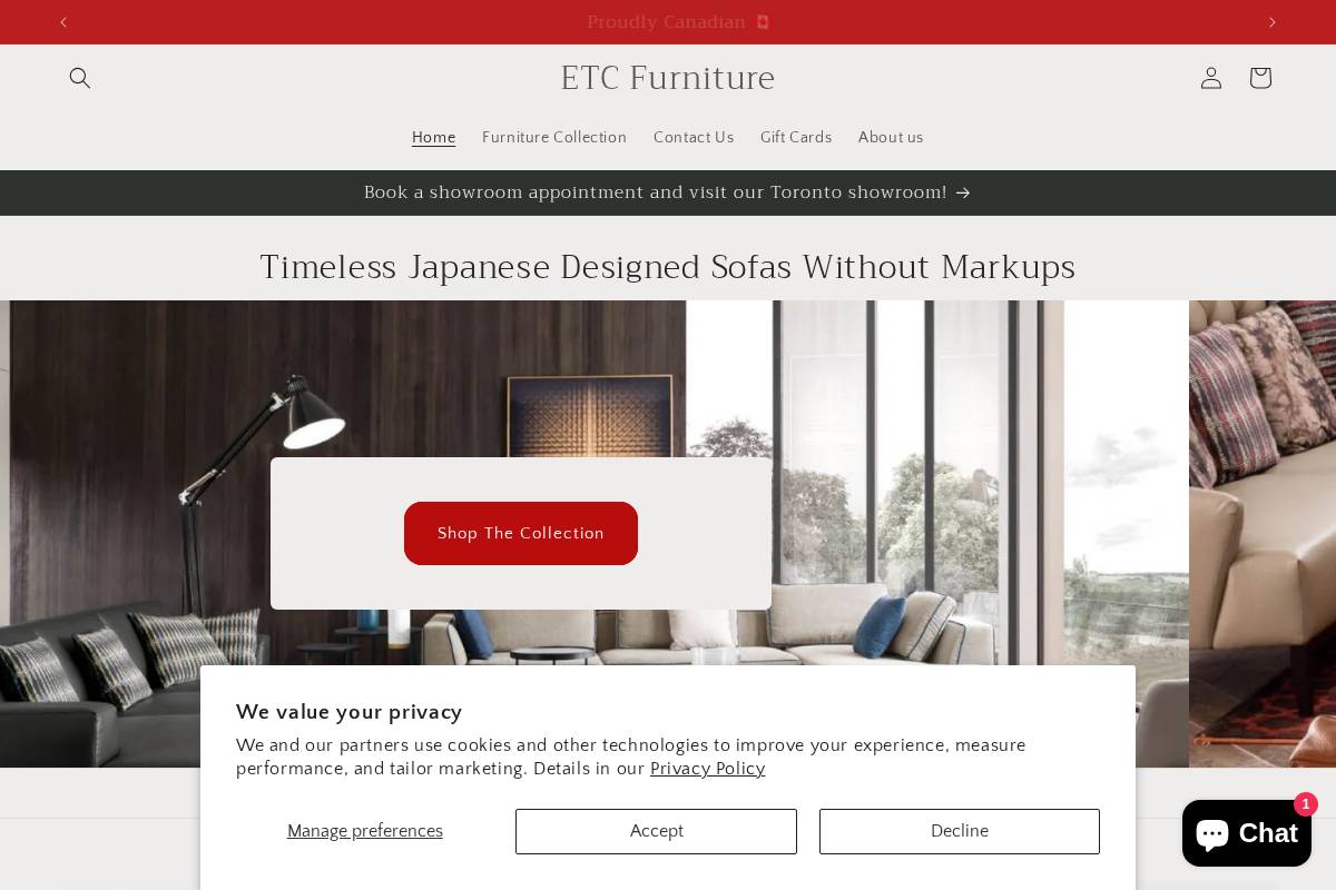 etcfurniture.ca homepage screenshot