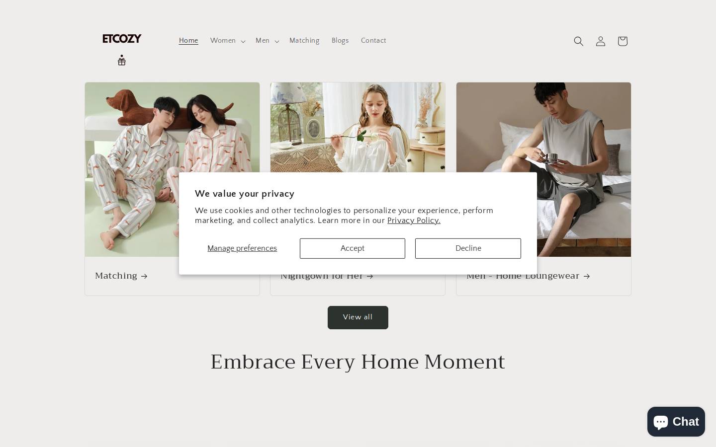etcozy.com homepage screenshot