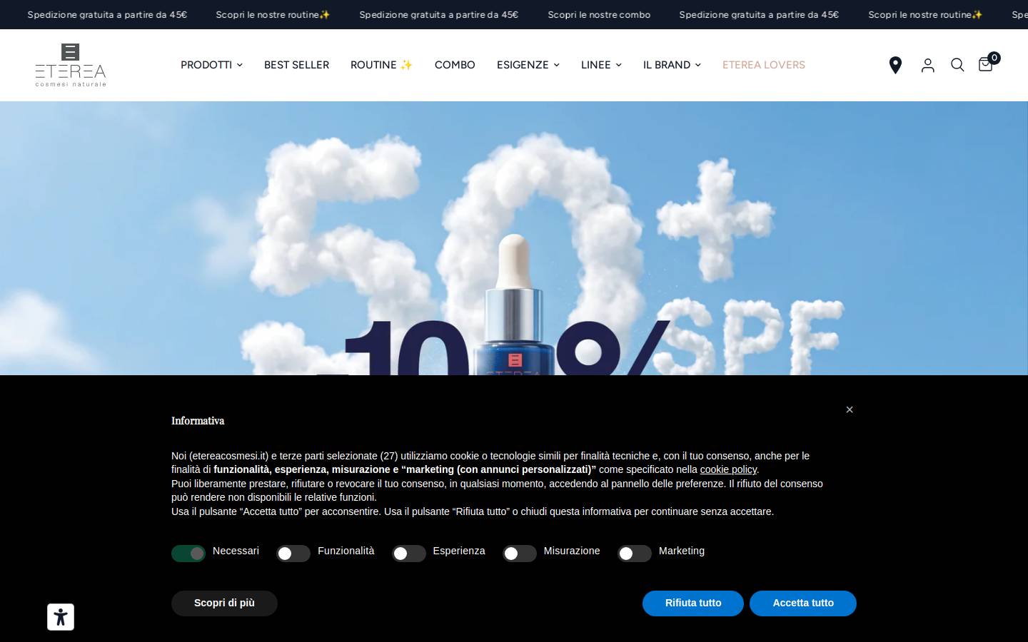 Eterea Cosmesi Naturale homepage screenshot