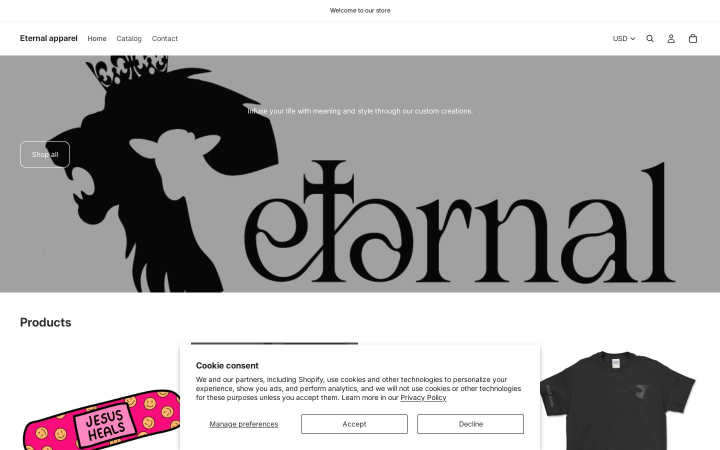 eternalapparel.store homepage screenshot