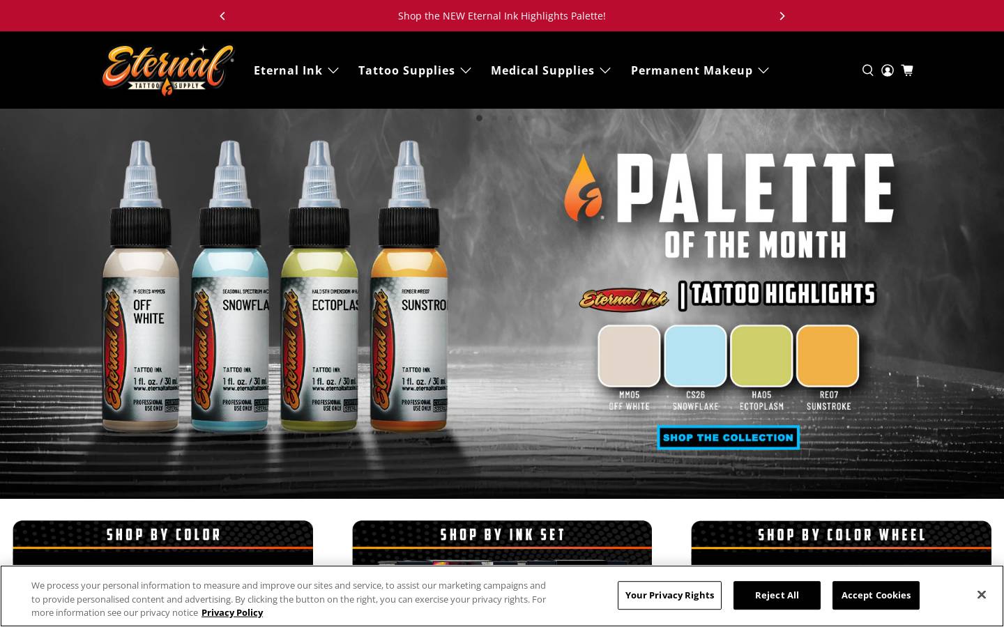 eternaltattoosupply.com homepage screenshot
