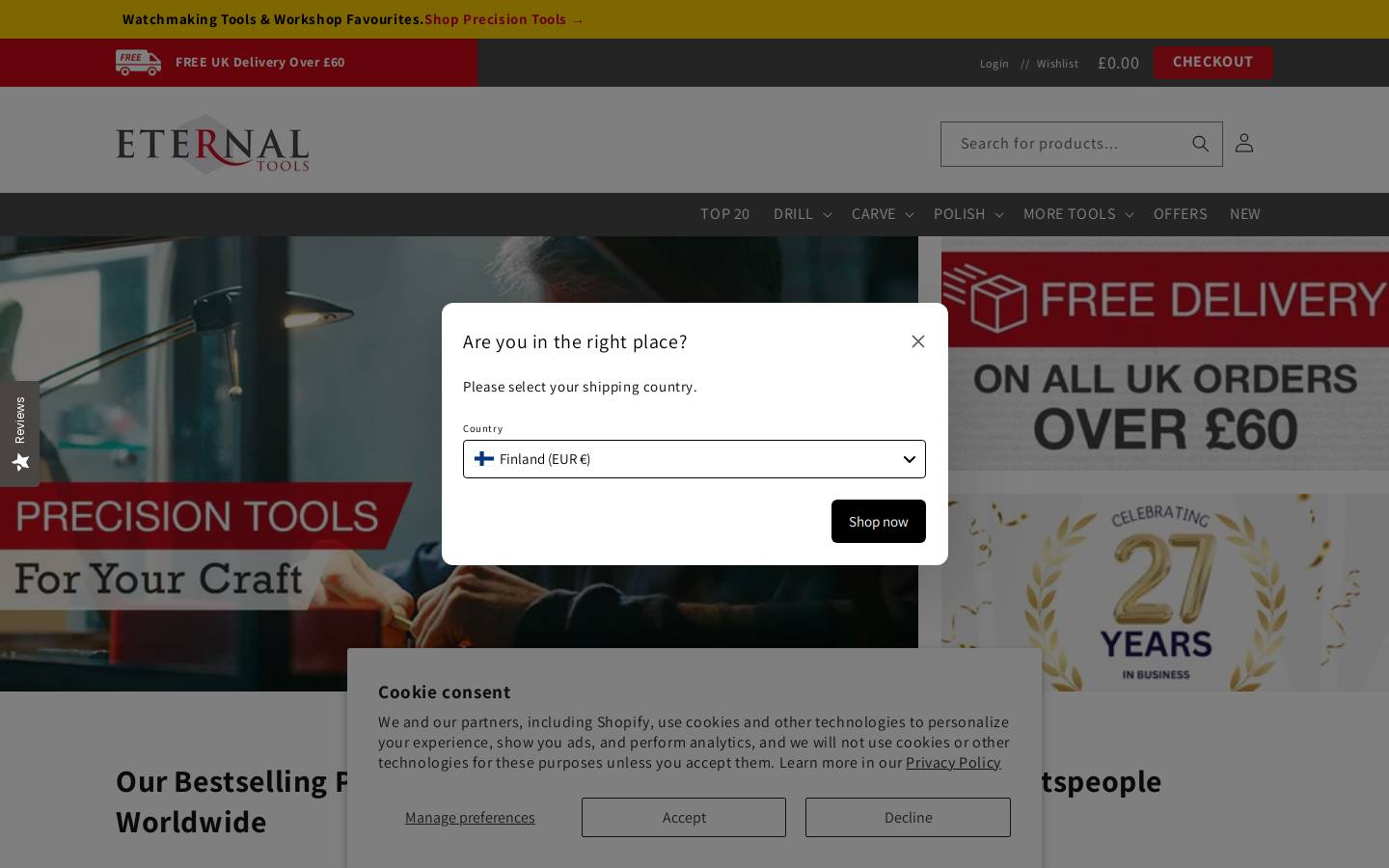 Eternal Tools homepage screenshot