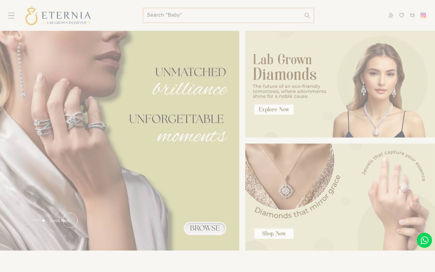 eterniadiamond.com homepage screenshot