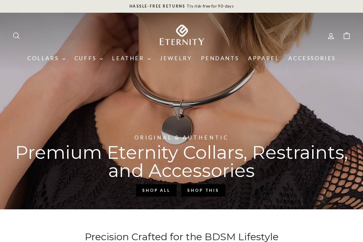 eternitycollars.com homepage screenshot