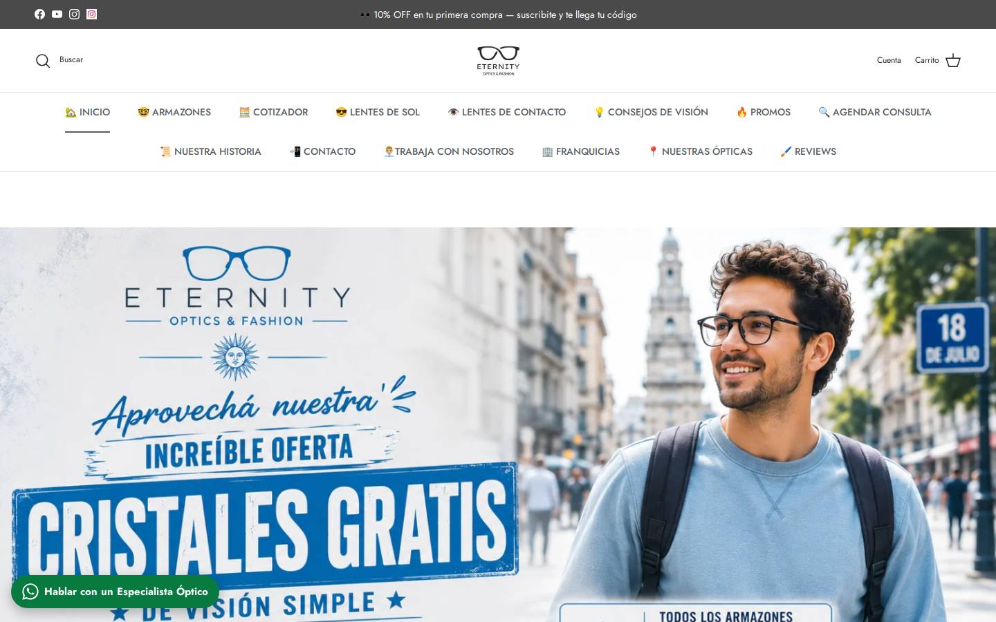 eternityoptica.com homepage screenshot