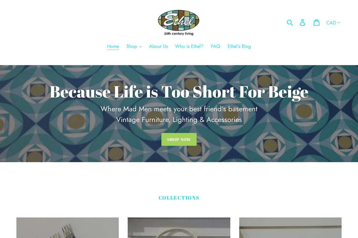 ethel20thcenturyliving.com homepage screenshot