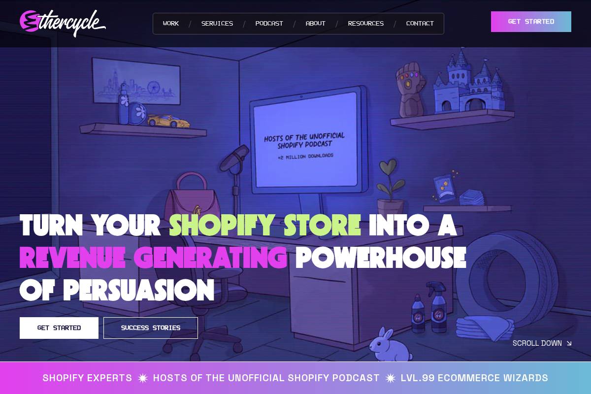 ethercycle.com homepage screenshot
