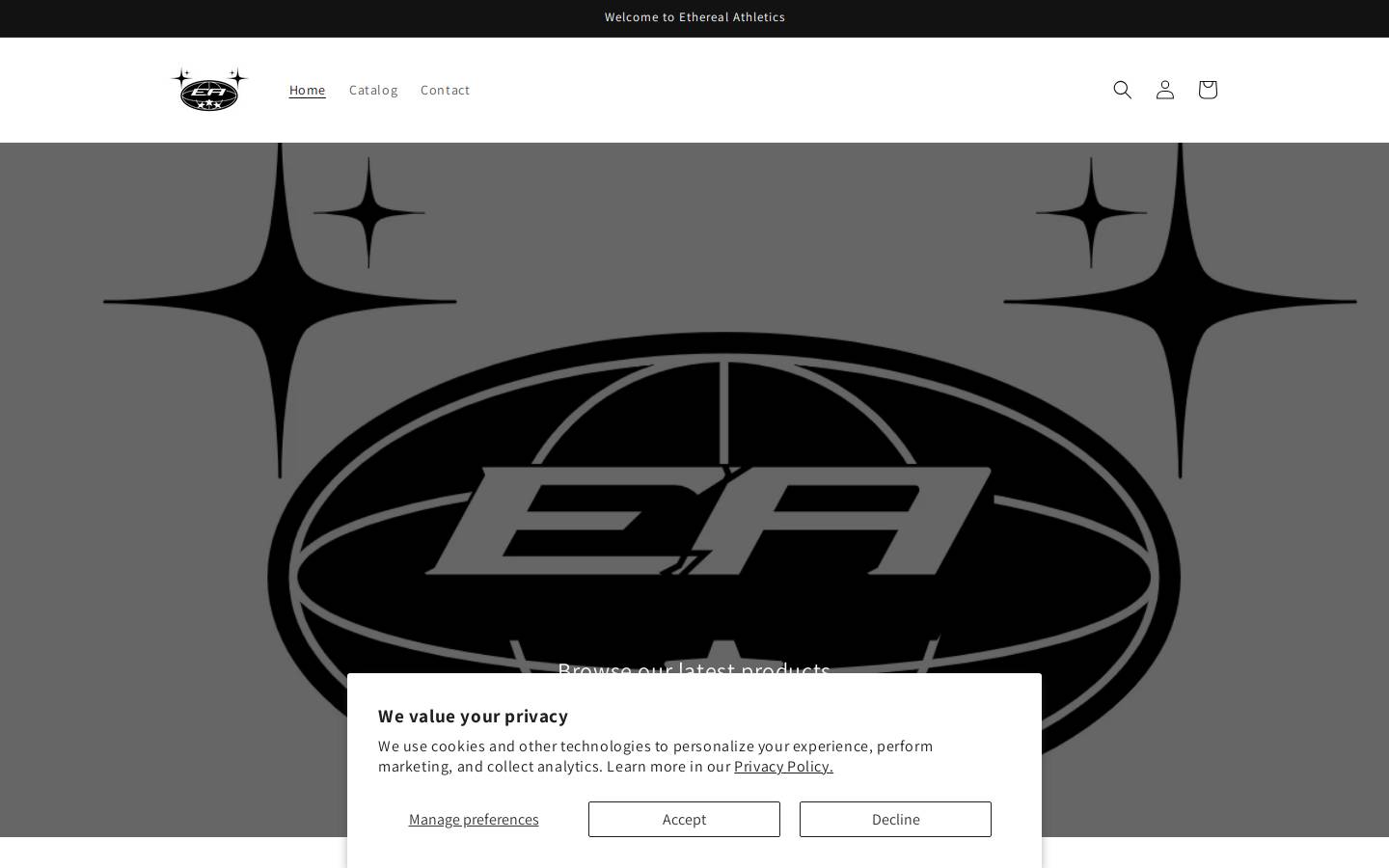 etherealathletics.com homepage screenshot