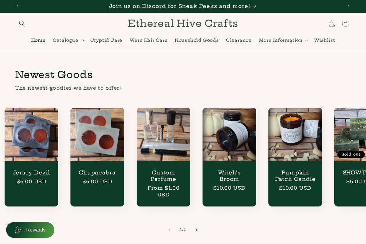 etherealhive.com homepage screenshot