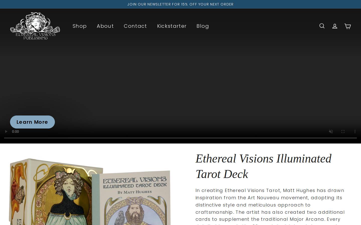 etherealvisionstarot.com homepage screenshot