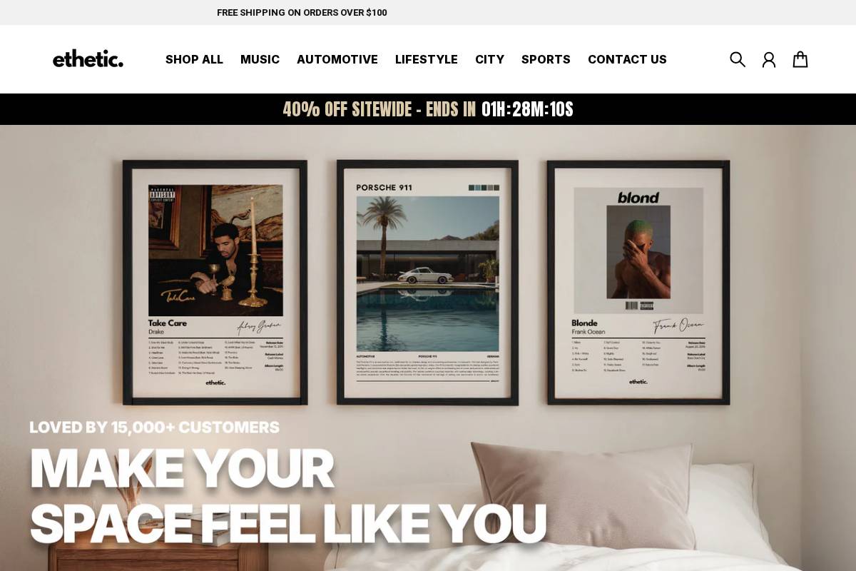 ethetic homepage screenshot