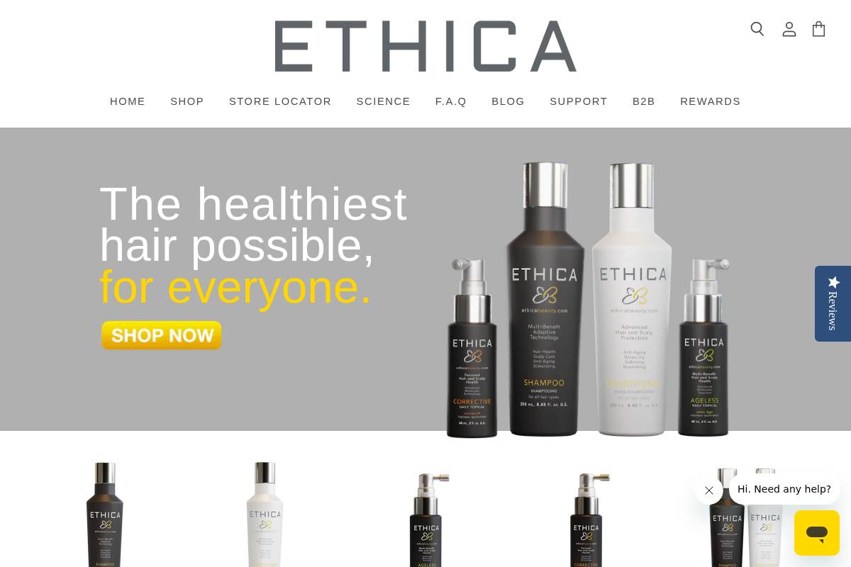 ethicabeauty.com homepage screenshot
