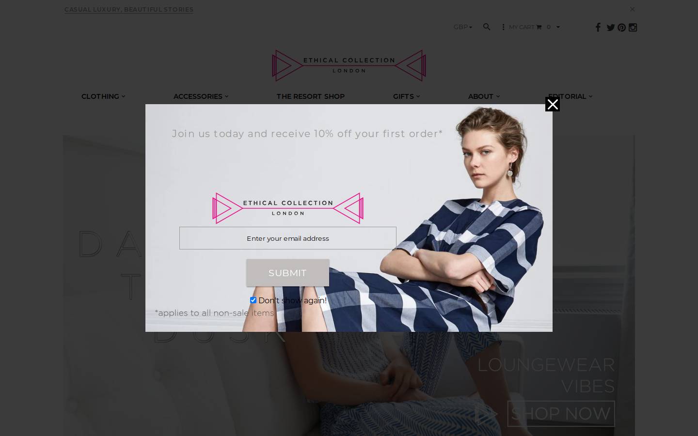 ethicalcollection.com homepage screenshot