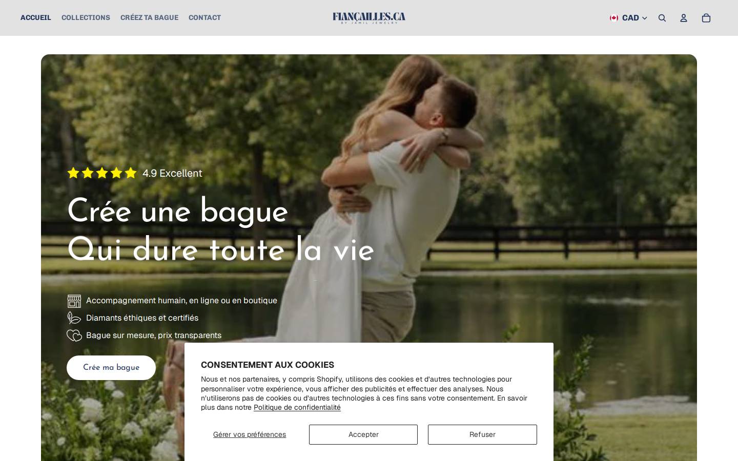 ethicaldiamonds.ca homepage screenshot