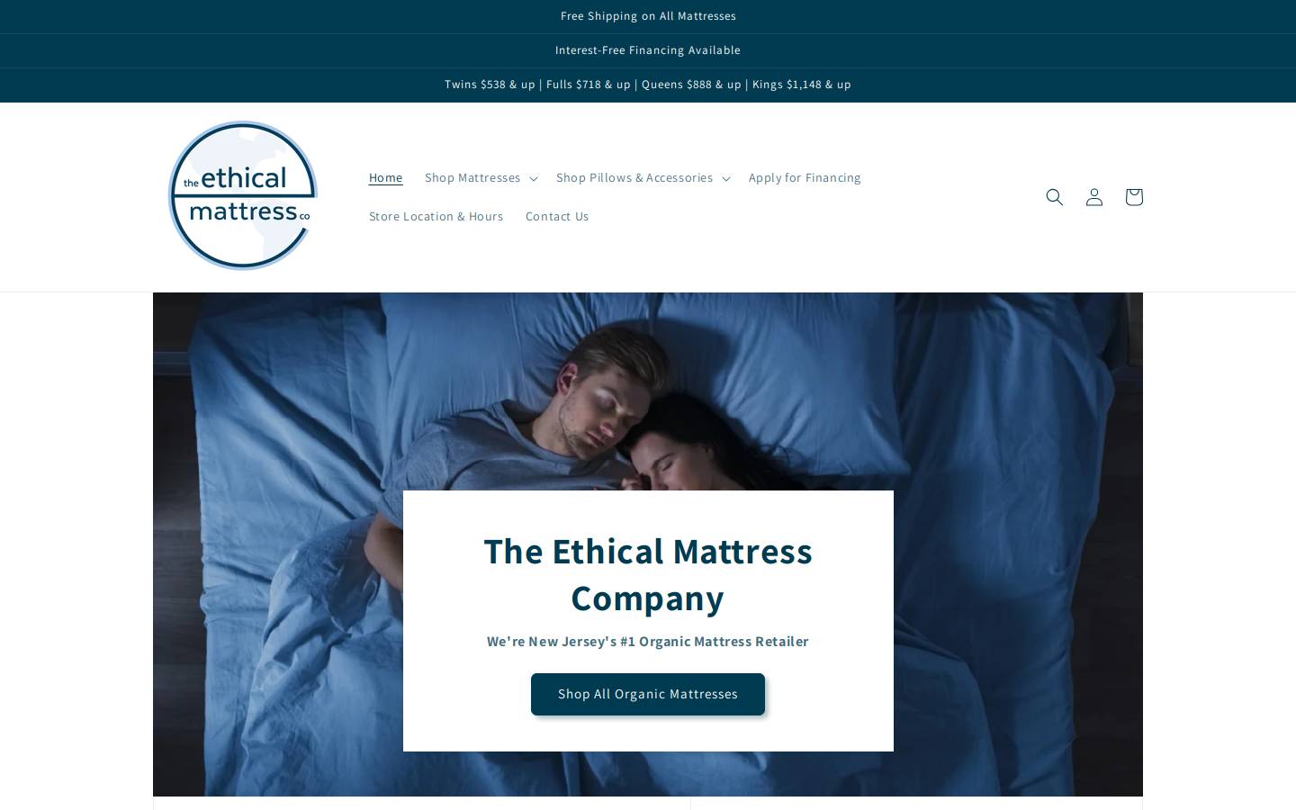 ethicalmattress.com homepage screenshot