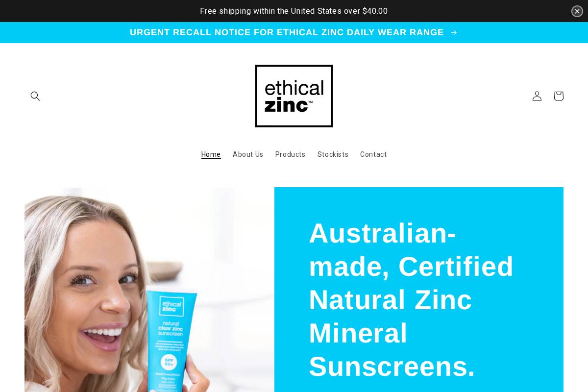 Ethicalzinc homepage screenshot