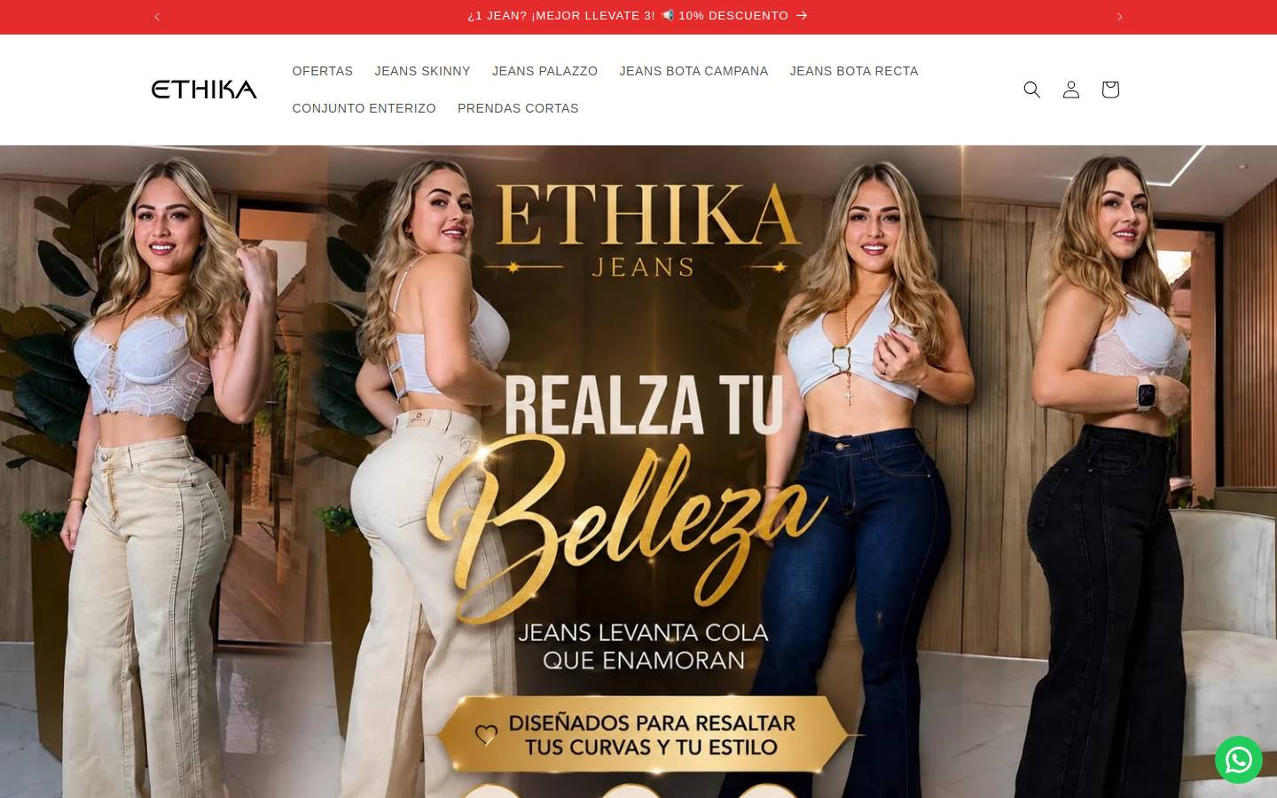ethikajeans.com homepage screenshot