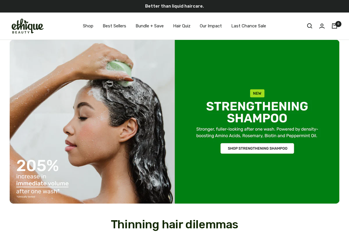 Ethique homepage screenshot