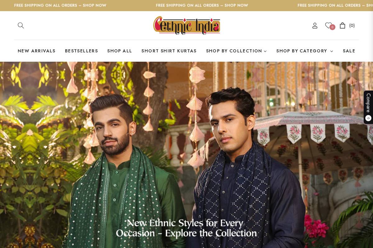 ethnicindia.co homepage screenshot
