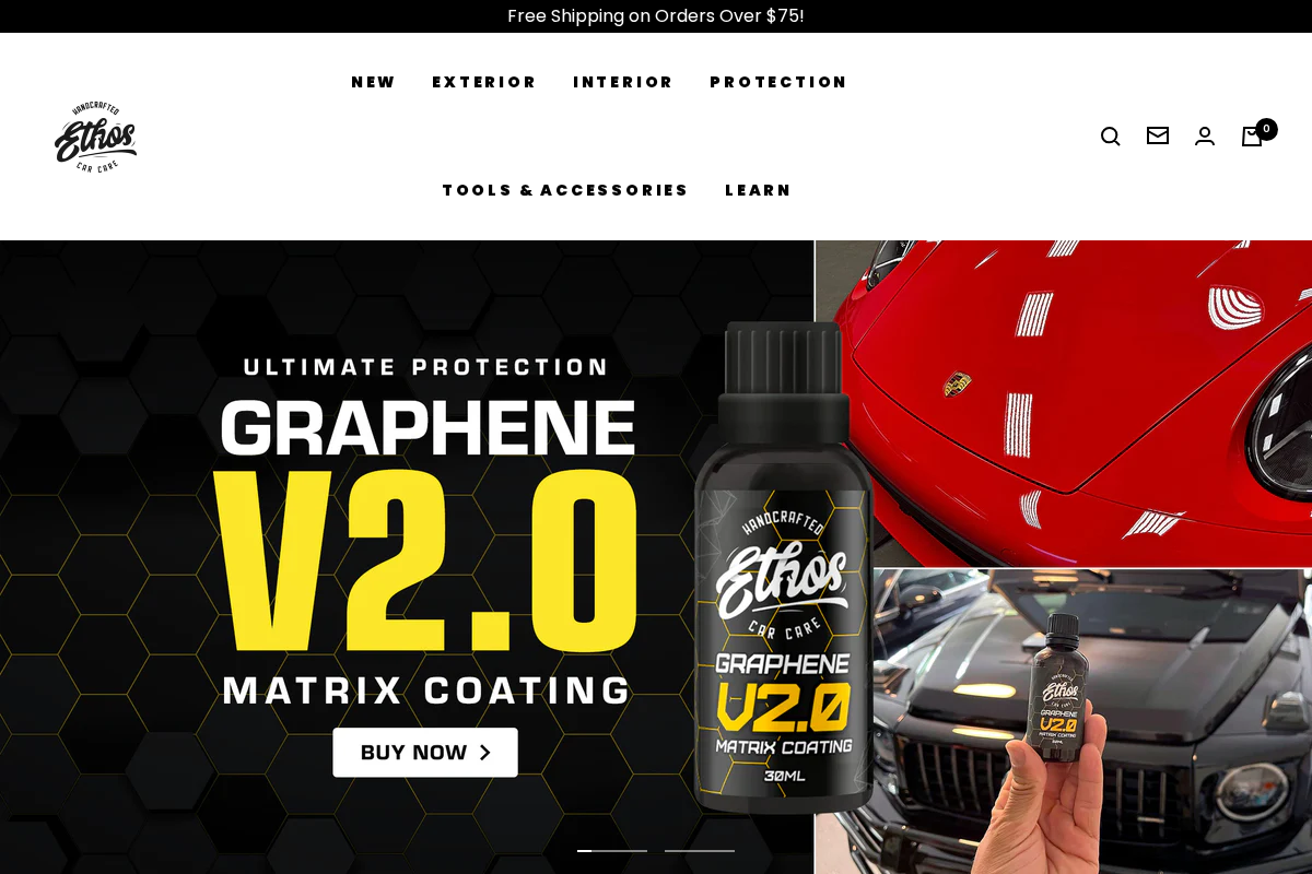 Ethos Car Care homepage screenshot