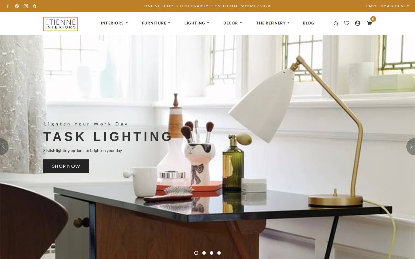 etienneinteriors.com homepage screenshot