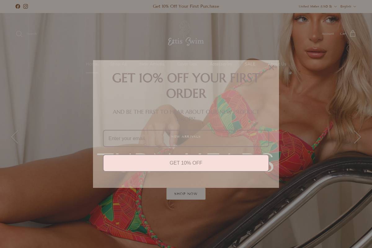 etilaswimwear.com homepage screenshot