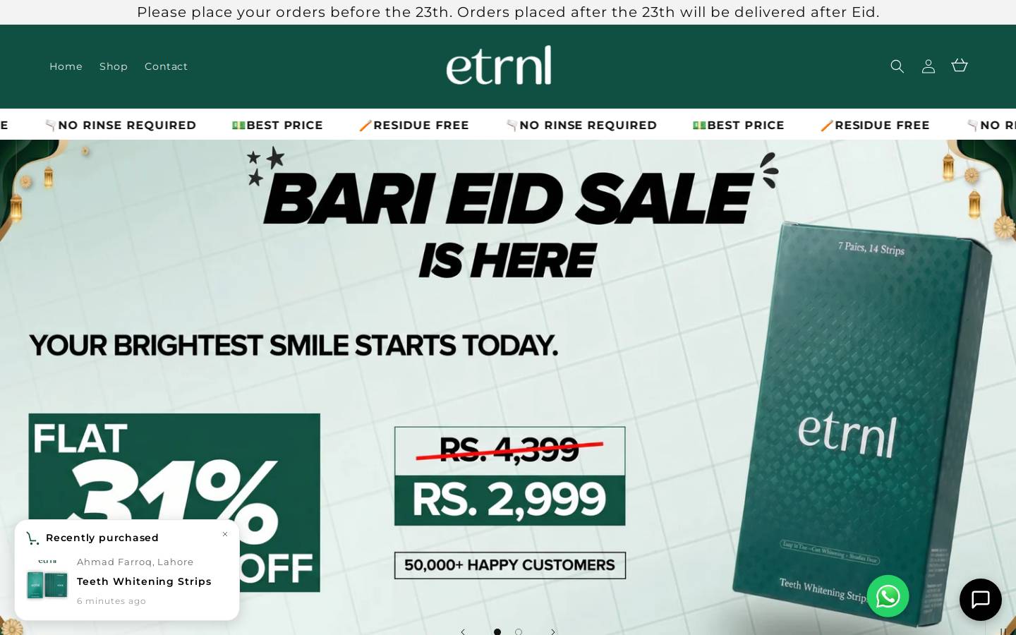 etrnl.store homepage screenshot
