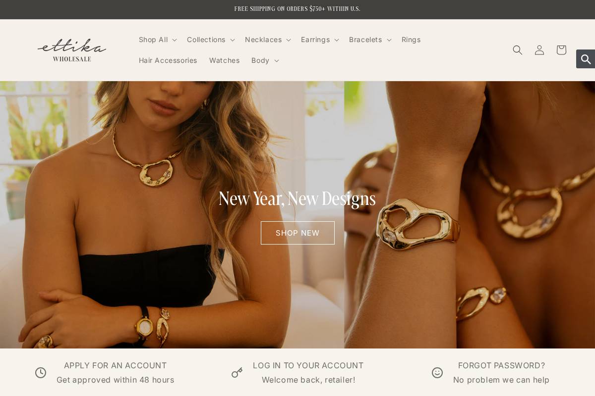 ettikawholesale.com homepage screenshot