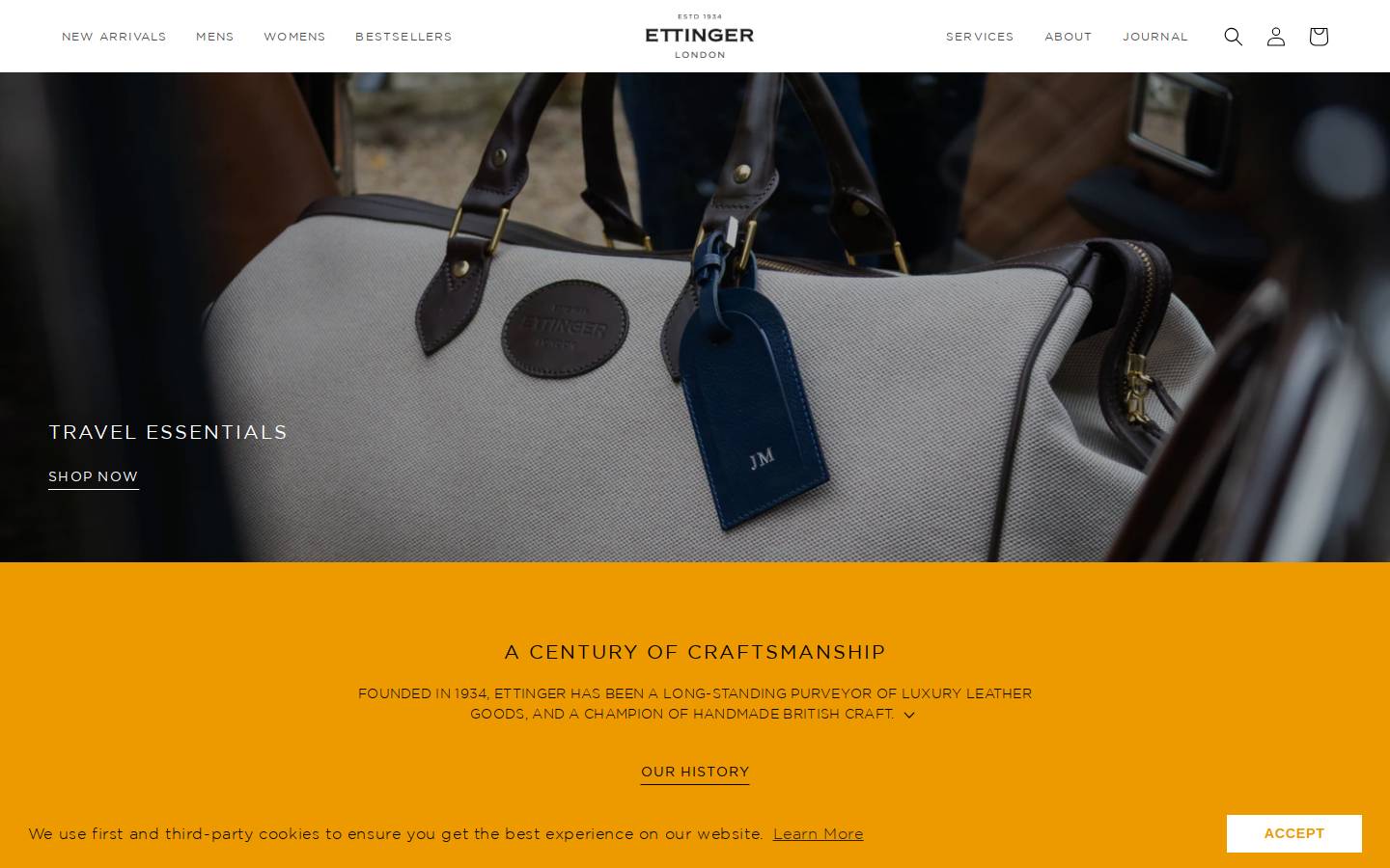 Ettinger homepage screenshot