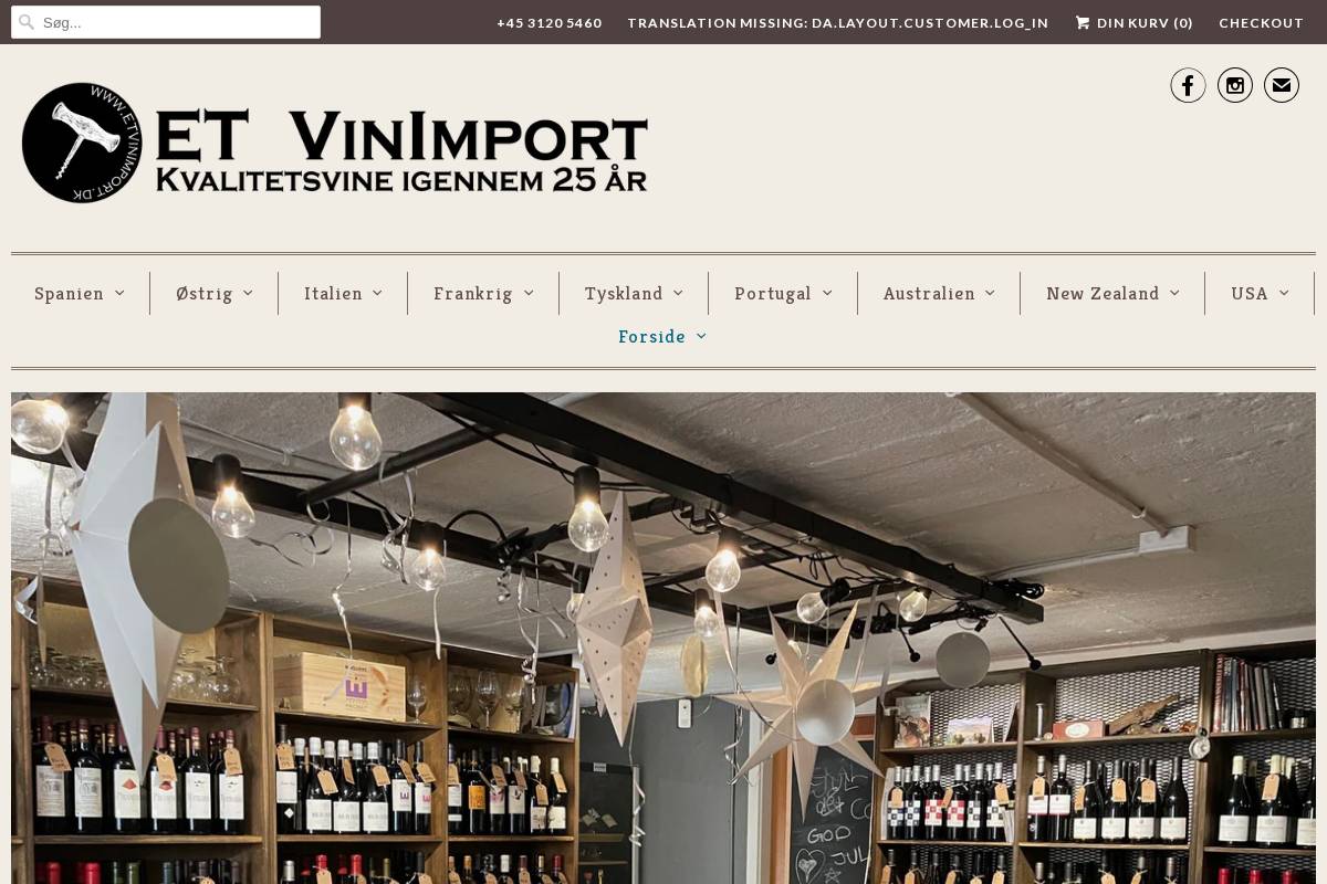 etvinimport.dk homepage screenshot