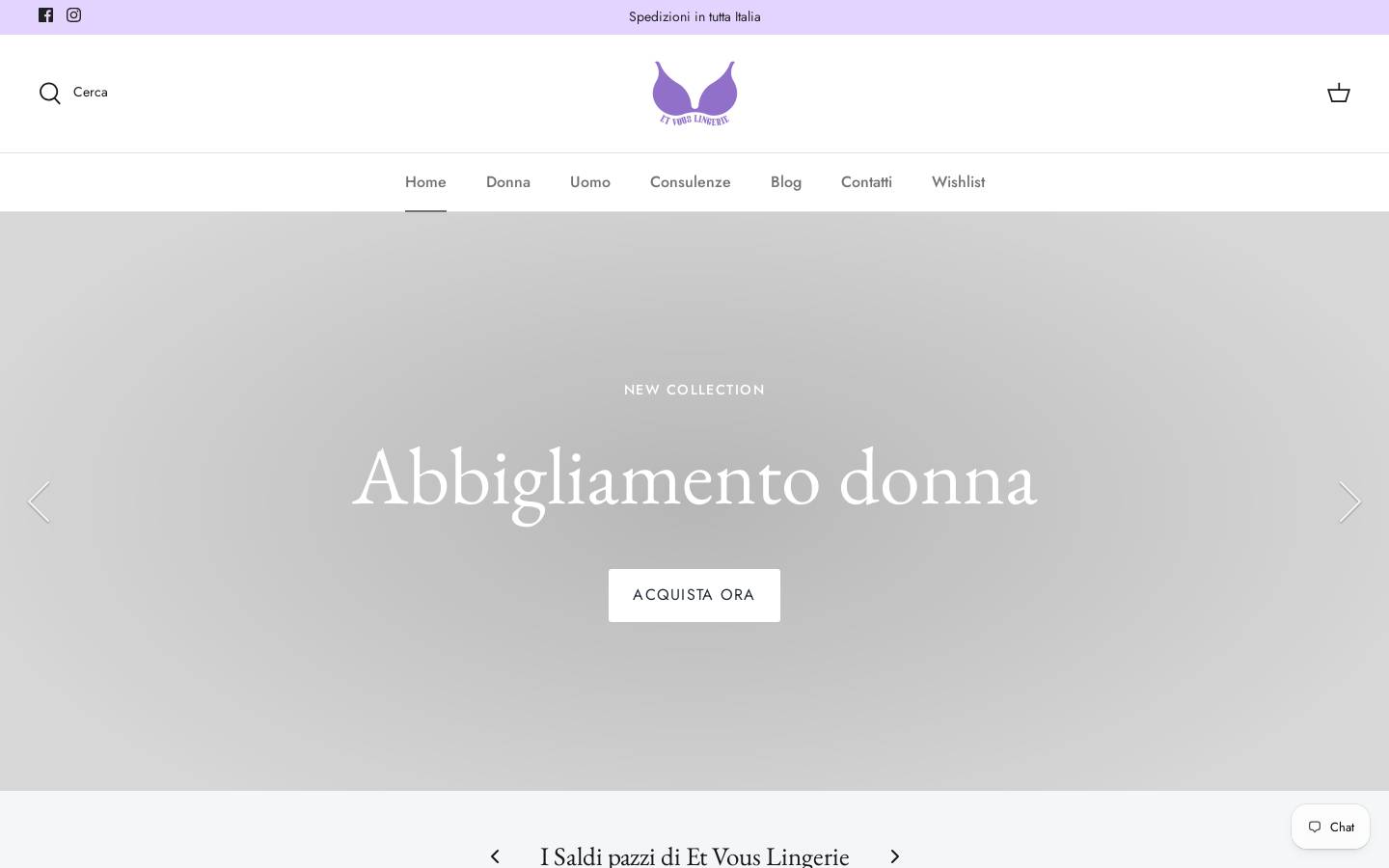 etvouslingerie.it homepage screenshot