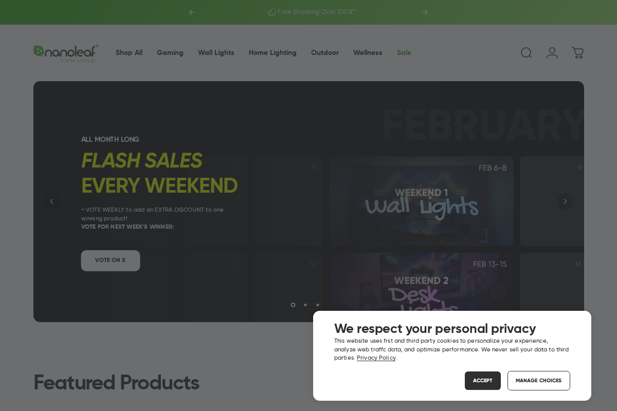 Nanoleaf homepage screenshot