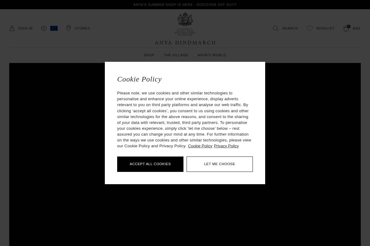 eu.anyahindmarch.com homepage screenshot