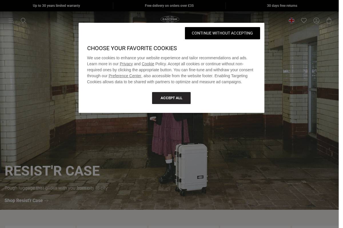 eu.eastpak.com homepage screenshot