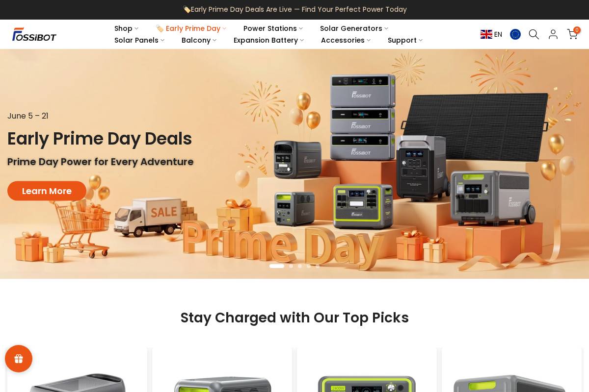 EU Fossibot homepage screenshot