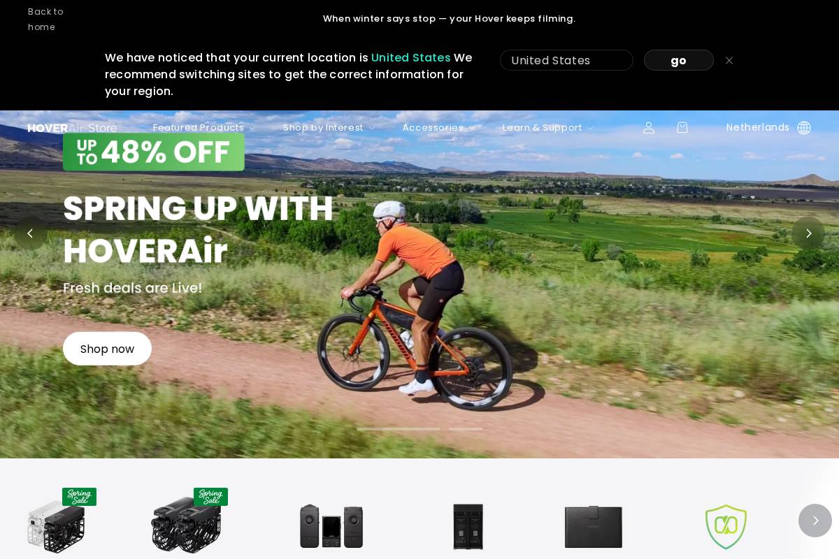 HOVERAir EU homepage screenshot