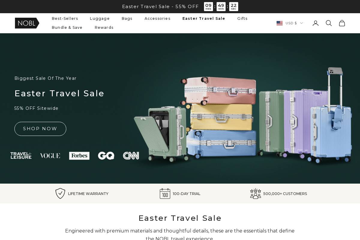 Eu Nobltravel homepage screenshot