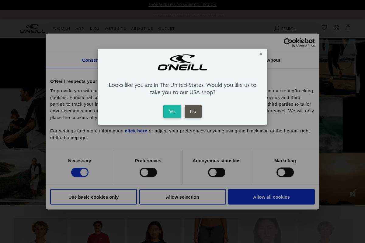 eu.oneill.com homepage screenshot