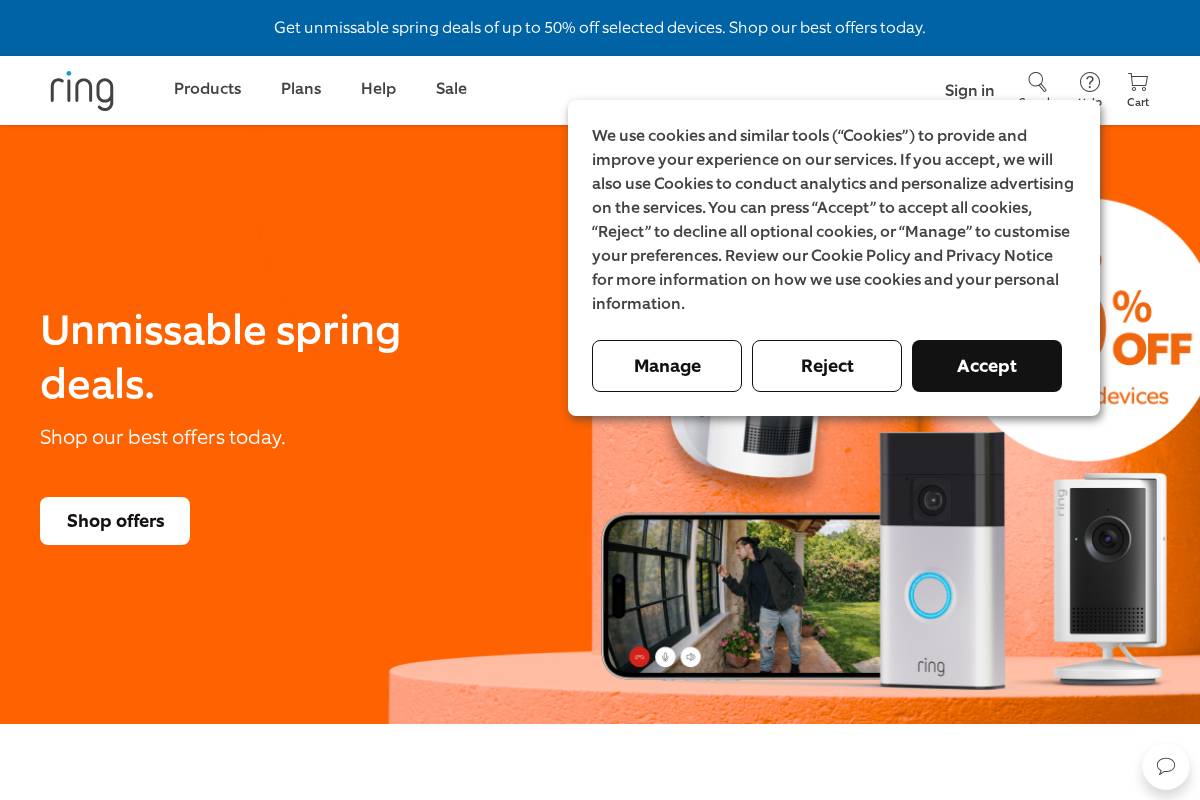 Ring homepage screenshot