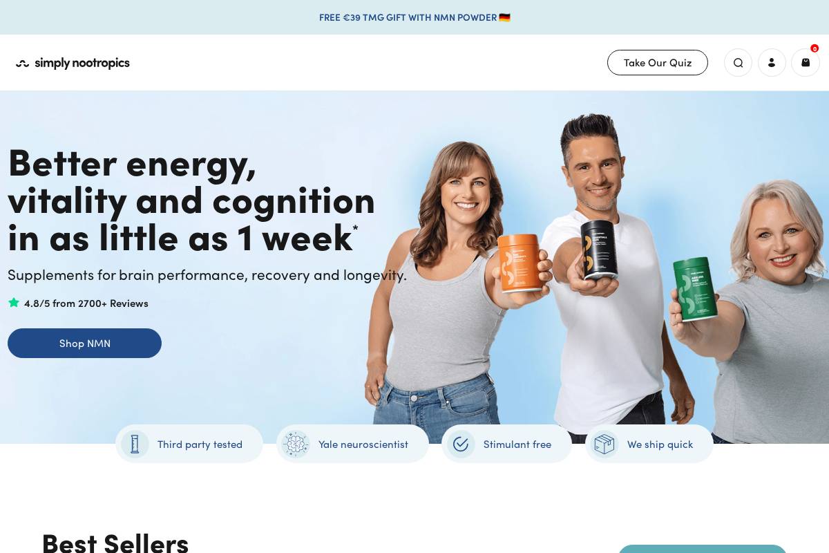 Eu Simplynootropics homepage screenshot