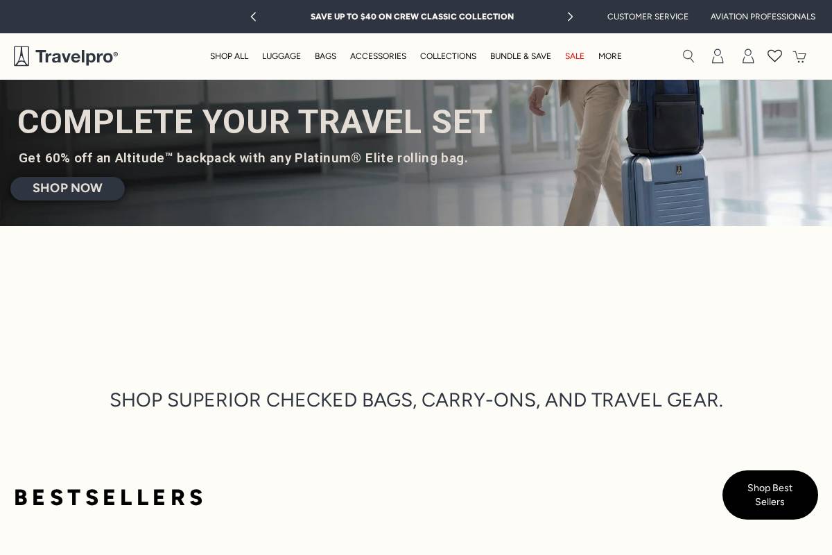 eu.travelpro.com homepage screenshot