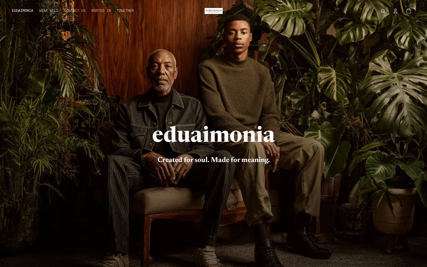 eudaimoniagarments.com homepage screenshot