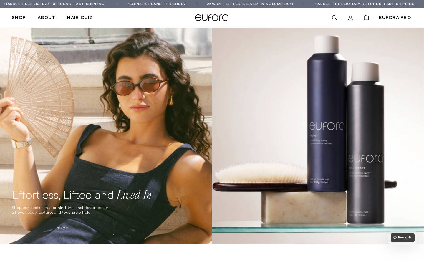 Eufora homepage screenshot