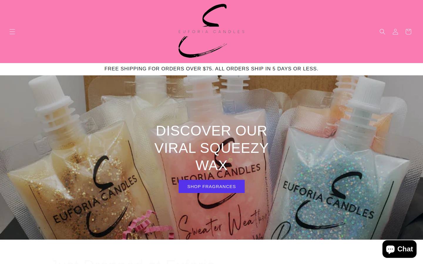 euforiacandles.com homepage screenshot