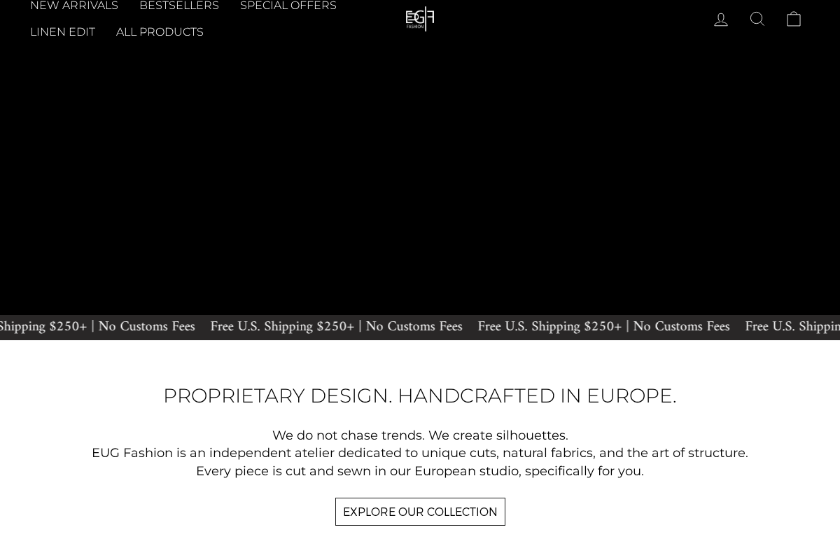 EUG Fashion homepage screenshot